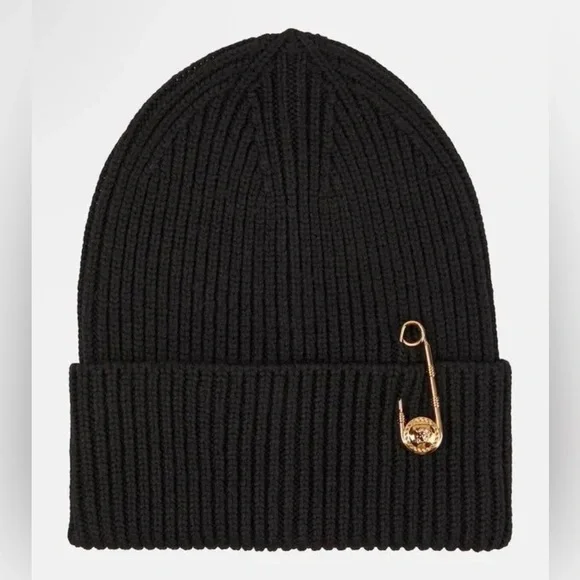 Versace Safety Pin Wool Beanie display picture 1